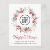 Cartes Pour Fêtes Annuelles Élégant Logo d'entreprise de couronnes QR Code Noë (Devant)