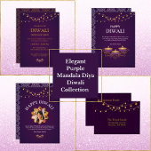 Cartes Pour Fêtes Annuelles Elégant Mandala diyas personnalisé Purple Diwali