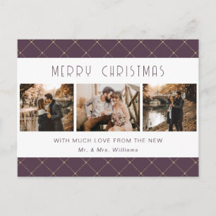 Cartes Pour Fêtes Annuelles Élégant Mariage Photo Violet Or
