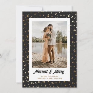 Cartes Pour Fêtes Annuelles Élégant marié(e)s Photo Noël Black Gold