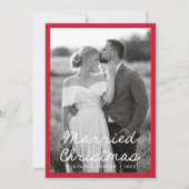 Cartes Pour Fêtes Annuelles Élégant Marié Script de Noël Rouge 2 Photo (Devant)