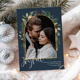 Cartes Pour Fêtes Annuelles Elégant Marine Gold Green Arch Photo