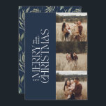 Cartes Pour Fêtes Annuelles Elégant marine moderne minima multi photo botaniqu<br><div class="desc">Elégant bleu marine moderne minimaliste multi photo aquarelle feuillage botanique.</div>