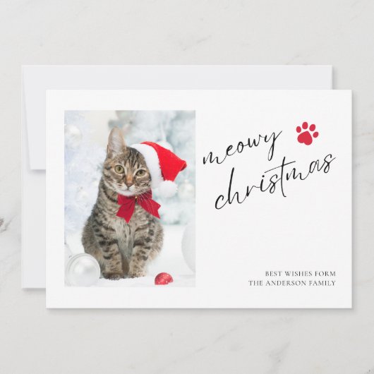Cartes Pour Fêtes Annuelles Élégant Meowy Christmas Chat Photo Noël (Devant)