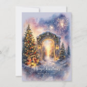 Cartes Pour Fêtes Annuelles Elegant Merry Christmas 2026 Winter Gateway Scene (Devant)