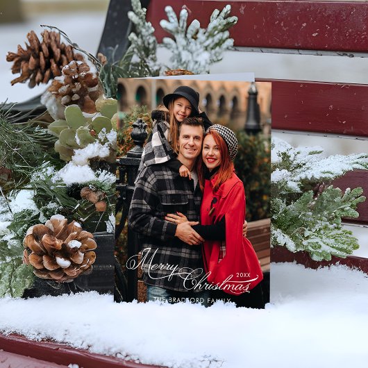 Cartes Pour Fêtes Annuelles Elegant Merry Christmas Calligraphy 1-Photo