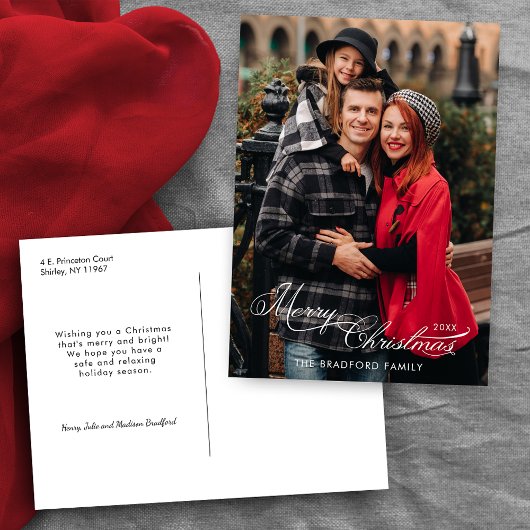 Cartes Pour Fêtes Annuelles Elegant Merry Christmas Calligraphy 1-Photo