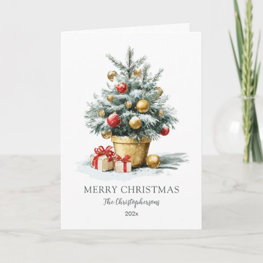Cartes Pour Fêtes Annuelles Elegant Merry Christmas Tree Card (Devant)