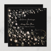 Cartes Pour Fêtes Annuelles Élégant minimal Black Stars Saisons et Nouvel An (Devant / Derrière)