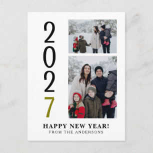 Cartes Pour Fêtes Annuelles Elegant Minimal Bonne Année Famille 2 Photo