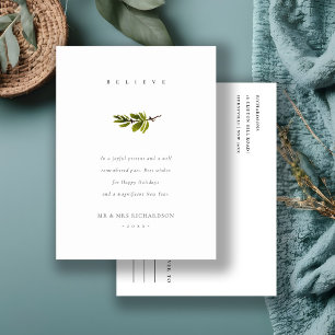 Cartes Pour Fêtes Annuelles Élégant Minimal Branche de Pin Noël Croire