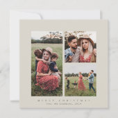 Cartes Pour Fêtes Annuelles Élégant minimal Carré triple photo (Devant)