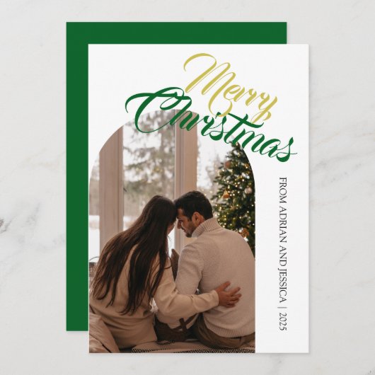 Cartes Pour Fêtes Annuelles Elegant Minimal Christmas | Modern Family 1 Photo (Devant / Derrière)