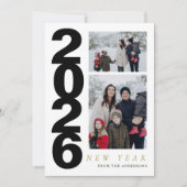 Cartes Pour Fêtes Annuelles Élégant minimal Joyeux Nouvel An Famille 2 Photo (Devant)