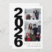 Cartes Pour Fêtes Annuelles Élégant minimal Joyeux Nouvel An Famille 2 Photo (Devant / Derrière)