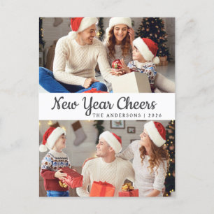 Cartes Pour Fêtes Annuelles Élégant minimal Joyeux Nouvel An Photo de famille