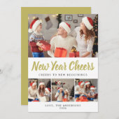 Cartes Pour Fêtes Annuelles Élégant minimal Joyeux Nouvel An Photo de famille (Devant / Derrière)