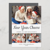 Cartes Pour Fêtes Annuelles Élégant minimal Joyeux Nouvel An Photo de famille (Devant / Derrière)