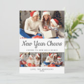 Cartes Pour Fêtes Annuelles Élégant minimal Joyeux Nouvel An Photo de famille (Debout devant)