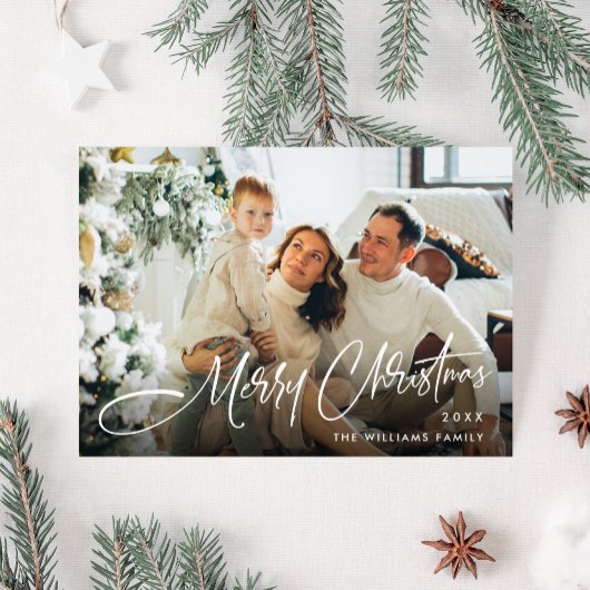 Cartes Pour Fêtes Annuelles Élégant minimal Noël Salutation photo Code QR