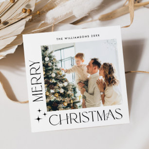 Cartes Pour Fêtes Annuelles Élégant minimal Noël Salutation photo Code QR