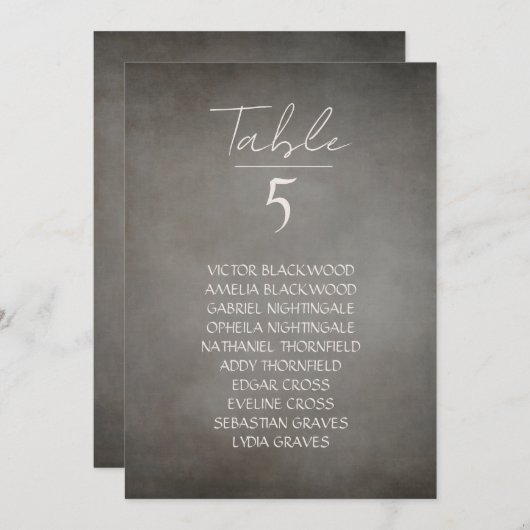 Cartes Pour Fêtes Annuelles Élégant minimal Smoky Hanging Seating Chart (Devant / Derrière)