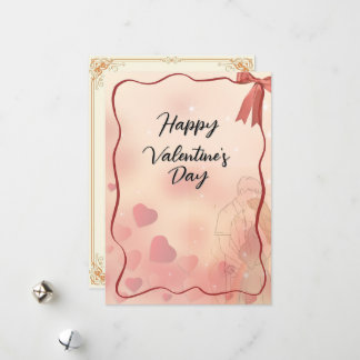 Cartes Pour Fêtes Annuelles Elegant Minimalist Couple Line Art Happy Valentine