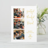 Cartes Pour Fêtes Annuelles Elegant Minimalist Gold Script 3 Multi Photos (Debout devant)