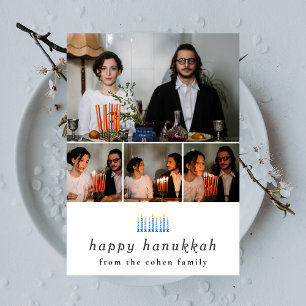 Cartes Pour Fêtes Annuelles Élégant minimaliste Happy Hanoukka Family 4 Photo