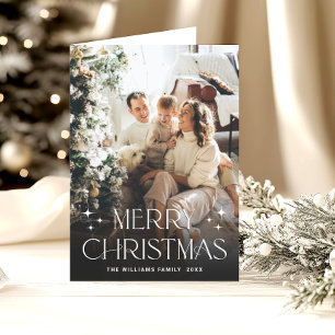 Cartes Pour Fêtes Annuelles Élégant minimaliste Noël 3 Photo Code QR