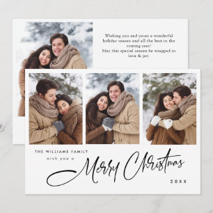 Cartes Pour Fêtes Annuelles Élégant minimaliste Noël 4 Photo Code QR