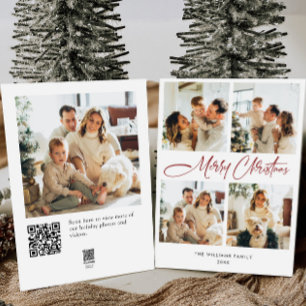 Cartes Pour Fêtes Annuelles Élégant minimaliste Noël 5 Photo Code QR