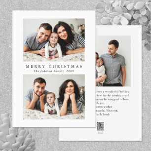 Cartes Pour Fêtes Annuelles Elégant minimaliste Noël Salutation 3 Photo Holi
