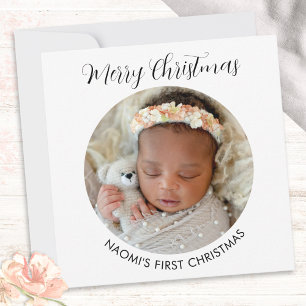 Cartes Pour Fêtes Annuelles Élégant Minimaliste Photo Premier Noël de Bébé