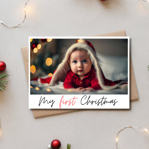 Cartes Pour Fêtes Annuelles Élégant minimaliste rouge Mon premier Noël