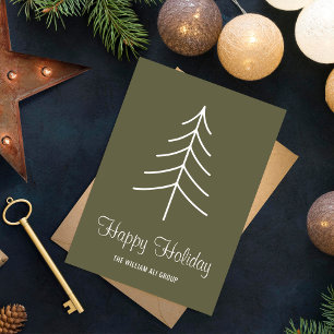 Cartes Pour Fêtes Annuelles Élégant minimaliste Sage vert Pine Arbre Chrismast
