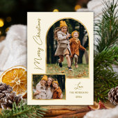 Cartes Pour Fêtes Annuelles Elegant Modern Gold Arch 3 Photo Christmas