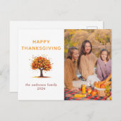 Cartes Pour Fêtes Annuelles Elegant Modern Happy Thanksgiving Autumn Photo (Devant / Derrière)