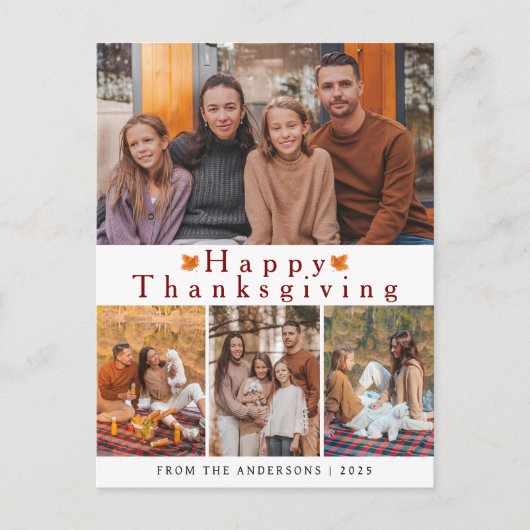 Cartes Pour Fêtes Annuelles Elegant Modern Happy Thanksgiving Autumn Photo (Devant)