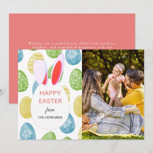 Cartes Pour Fêtes Annuelles Elegant Modern Patterns Happy Easter Photo (Devant / Derrière)