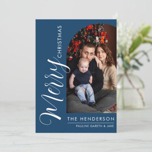 Cartes Pour Fêtes Annuelles Elegant Modern Photo Holiday Card |Merry Christmas (Debout devant)