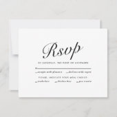 Cartes Pour Fêtes Annuelles Elegant Modern Script Black White Meal Choice RSVP (Devant)