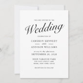 Cartes Pour Fêtes Annuelles Elegant Modern Script Black + White Wedding Invite (Devant)