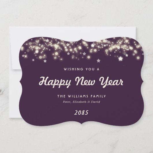 Cartes Pour Fêtes Annuelles Elegant Modern Stars Purple New Year Card (Devant)