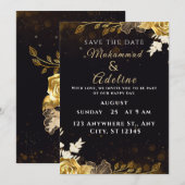 Cartes Pour Fêtes Annuelles Elegant Modern Wedding Invite – Black & White (Devant / Derrière)