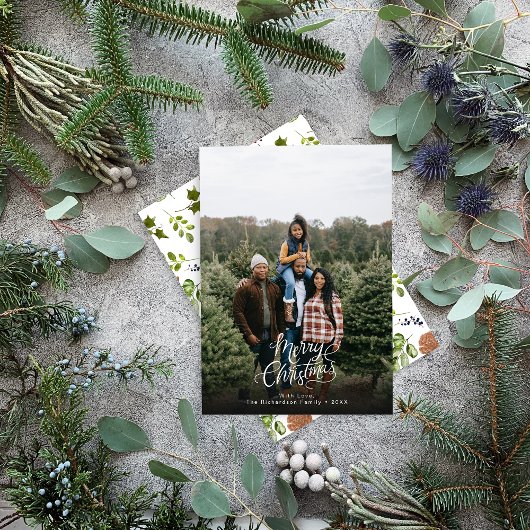 Cartes Pour Fêtes Annuelles Elegant moderne 1 photo Noël Script