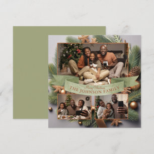 Cartes Pour Fêtes Annuelles Élégant moderne 3 Photo Famille Noël À feuillage p