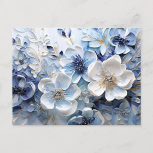 Cartes Pour Fêtes Annuelles Élégant Moderne Bleu Blanc Botanique Floral