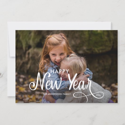 Cartes Pour Fêtes Annuelles Élégant Moderne Bonne Année 3 Photos Script Hol (Devant)