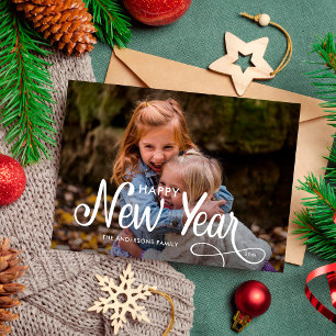 Cartes Pour Fêtes Annuelles Élégant Moderne Bonne Année 3 Photos Script  Hol